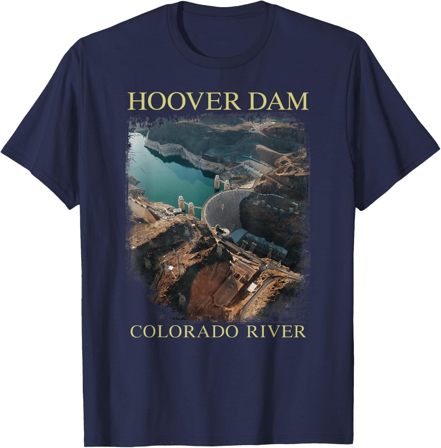 Hoover Dam Nevada Arizona Colorado River Engineering Vegas T-Shirt - T-Shirt | Navy