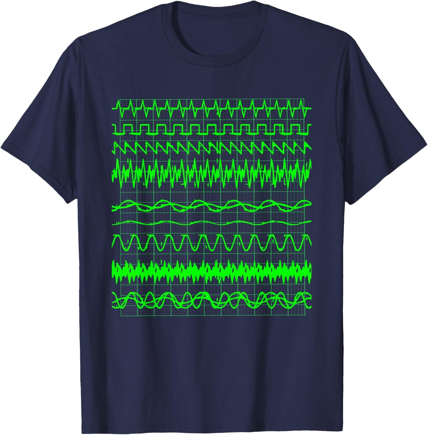 Oscilloscope Digital Waves On Screen Display T-Shirt - T-Shirt | Navy