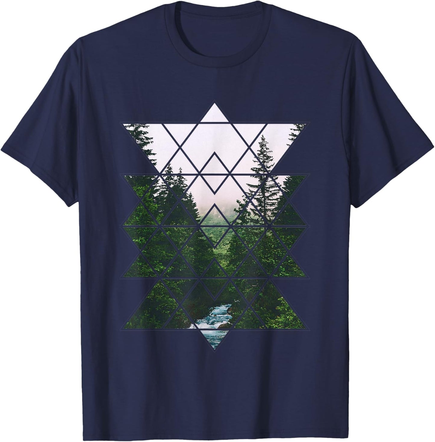 Sacred Geometric Nature Design & Women T-Shirt - T-Shirt | Navy