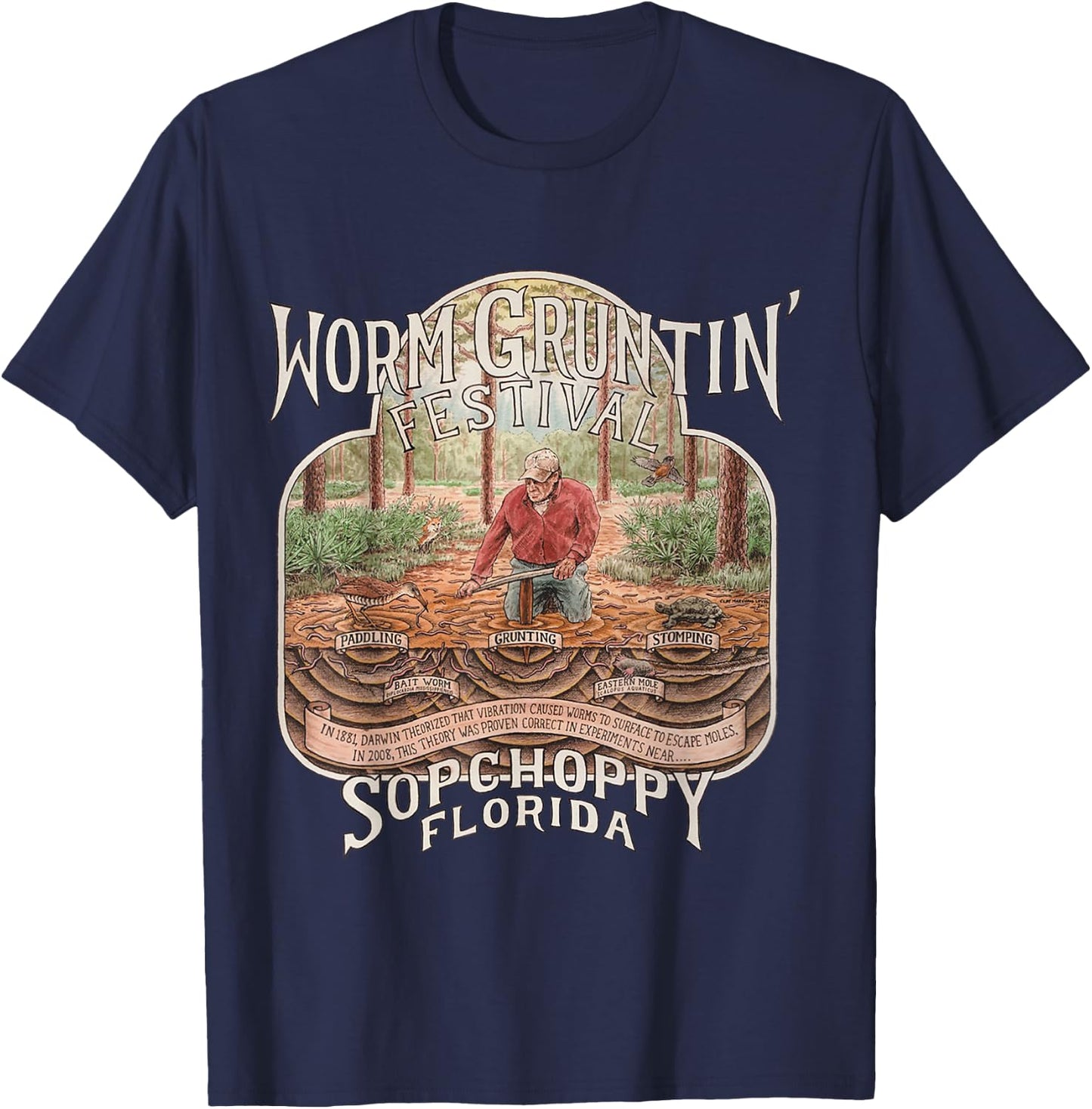 2011 Sopchoppy Worm Grunting Festival T-Shirt - T-Shirt | Navy