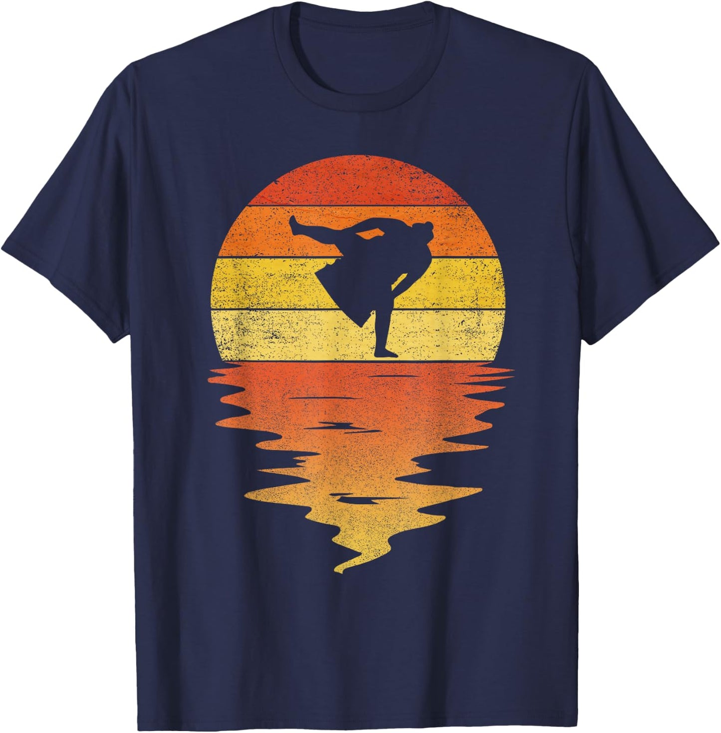 Sumo Wrestling Shirt Retro Sunset 70s Vintage Sumo T-Shirt - T-Shirt | Navy