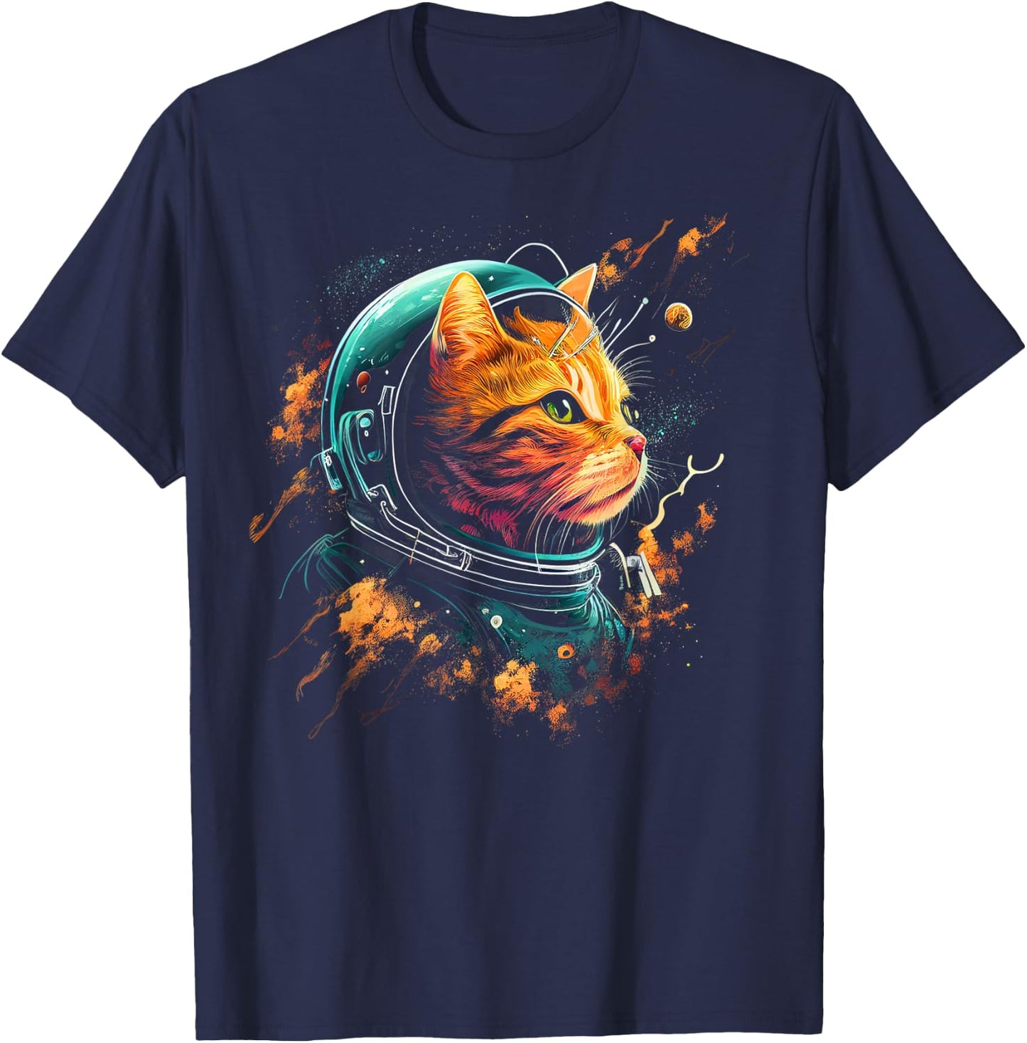 Astronaut Cat or Funny Space Cat on Galaxy Cat Lover Women Kids T-Shirt - T-Shirt | Navy