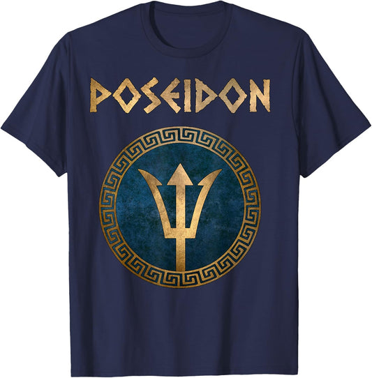Poseidon Ancient Greek God T-Shirt - T-Shirt | Navy