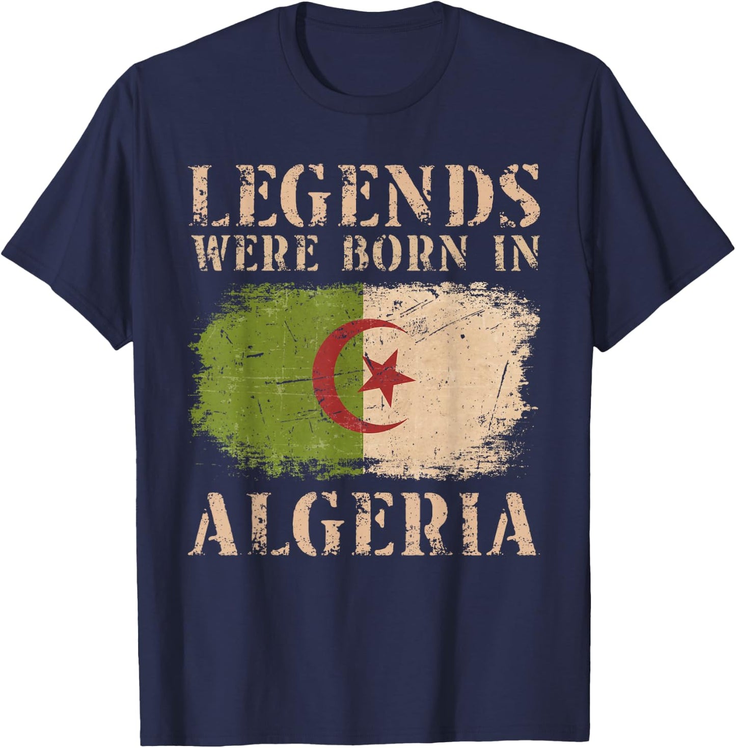 Vintage Design Algerian Flag Algeria T-Shirt - T-Shirt | Navy