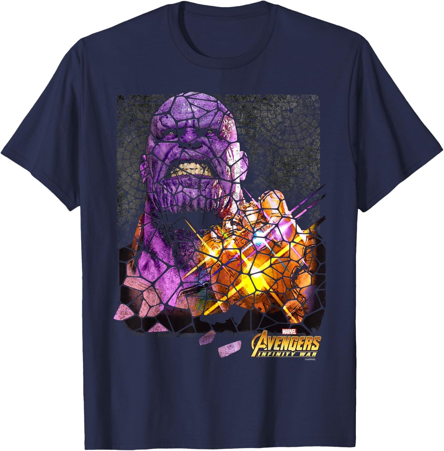 Marvel Infinity War Thanos Stained Glass Graphic T-Shirt - T-Shirt | Navy