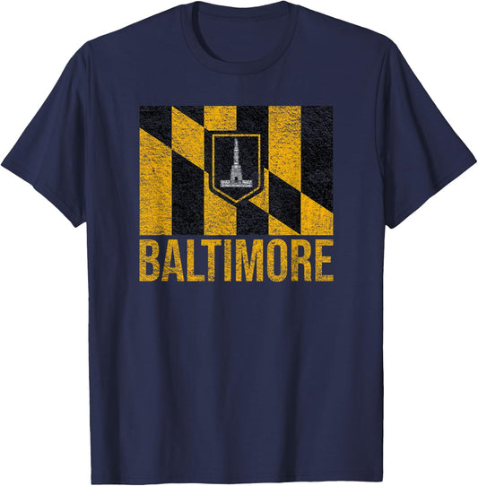 City Flag of Baltimore Maryland T-Shirt - T-Shirt | Navy
