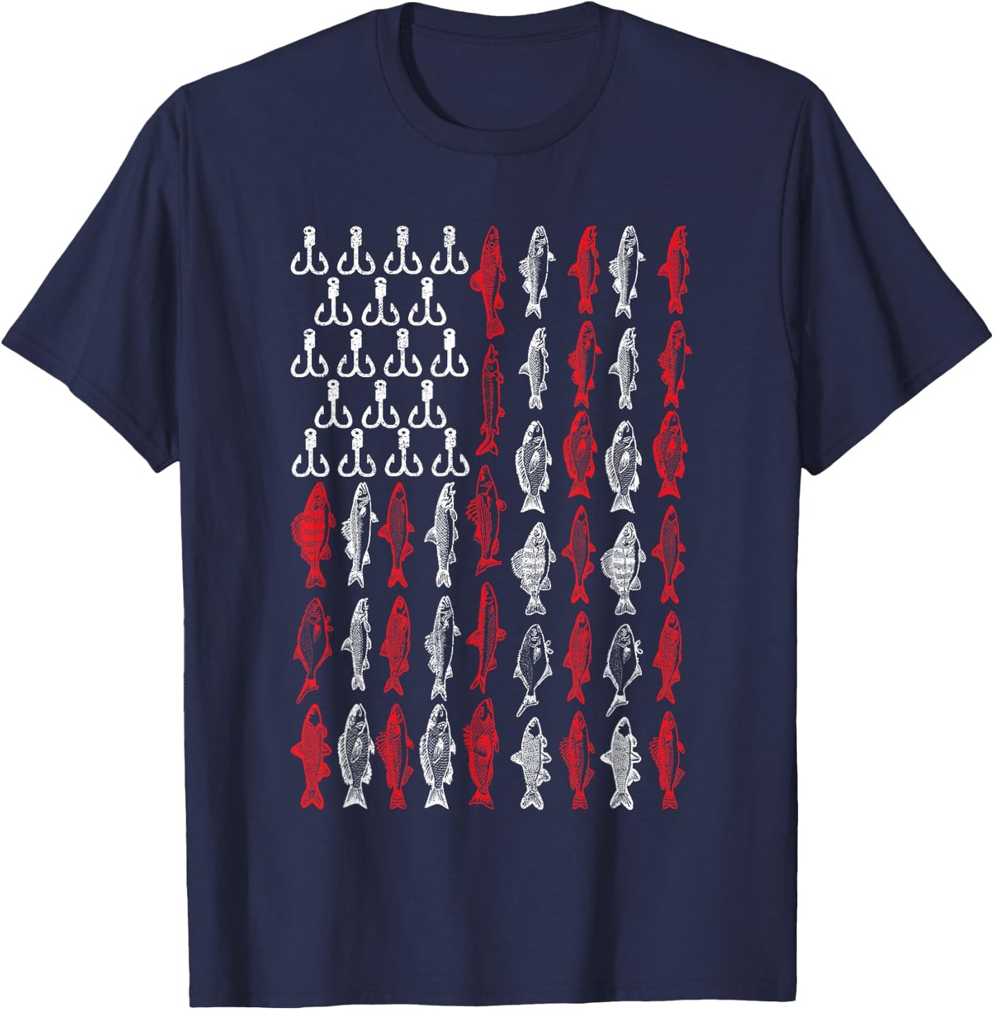 American Flag Fishing T Shirt, Bass Pro Fish 4th of July Men T-Shirt - T-Shirt | Navy