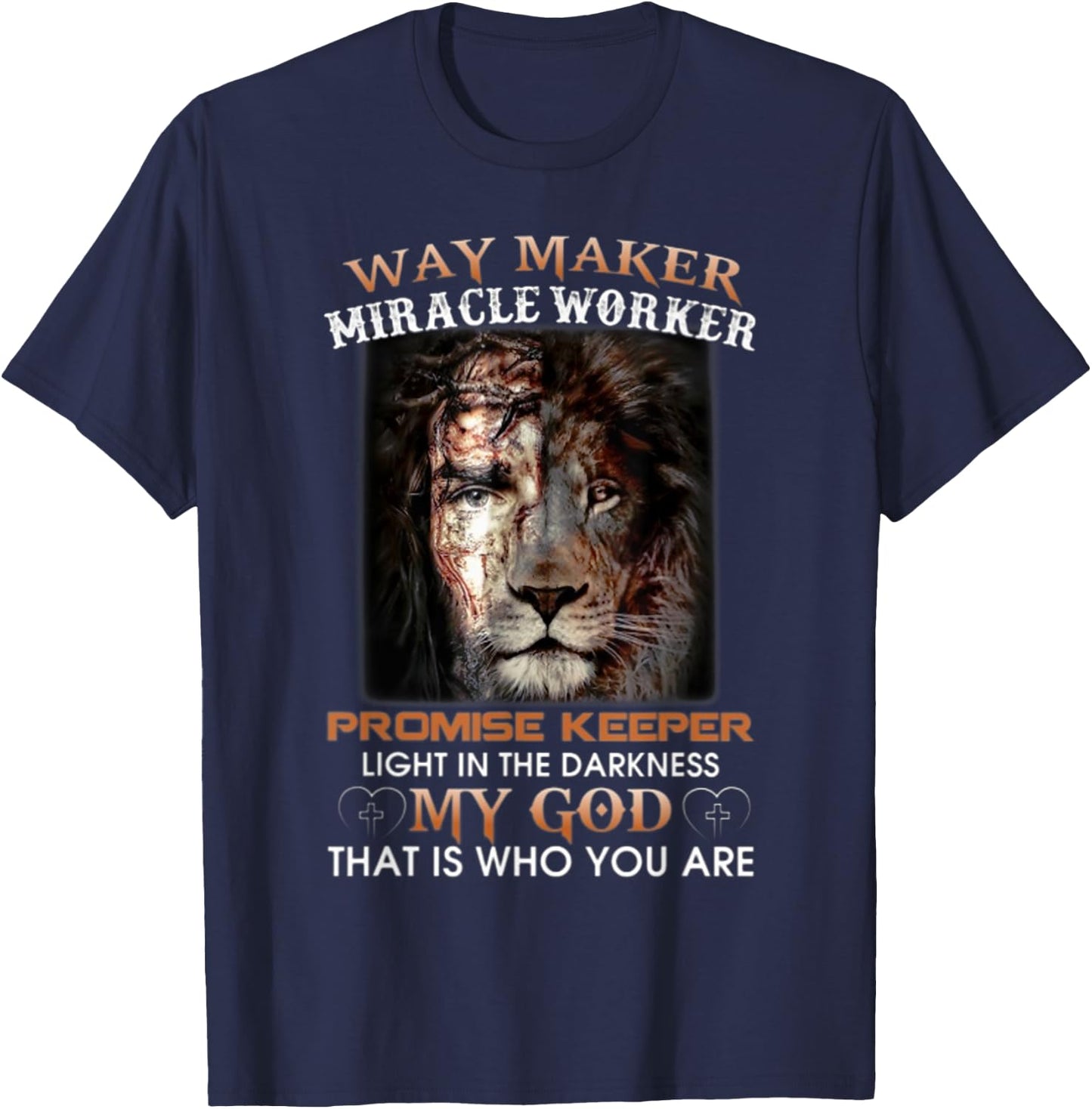 Lion-Way-Maker-Miracle-Worker-Promise-Keeper T-Shirt - T-Shirt | Navy