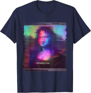 Trippy Glitch Aesthetic Vaporwave Monday Lisa Parody Art T-Shirt - T-Shirt | Navy