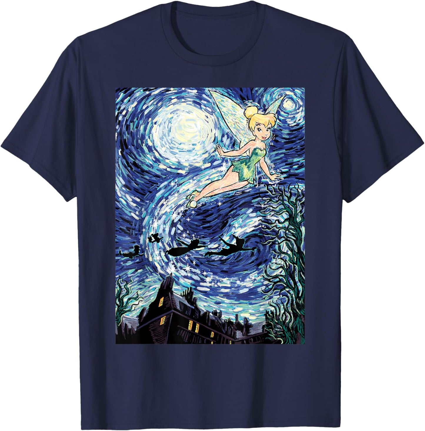 Disney Peter Pan Tinker Bell Starry Night Portrait T-Shirt - T-Shirt | Navy