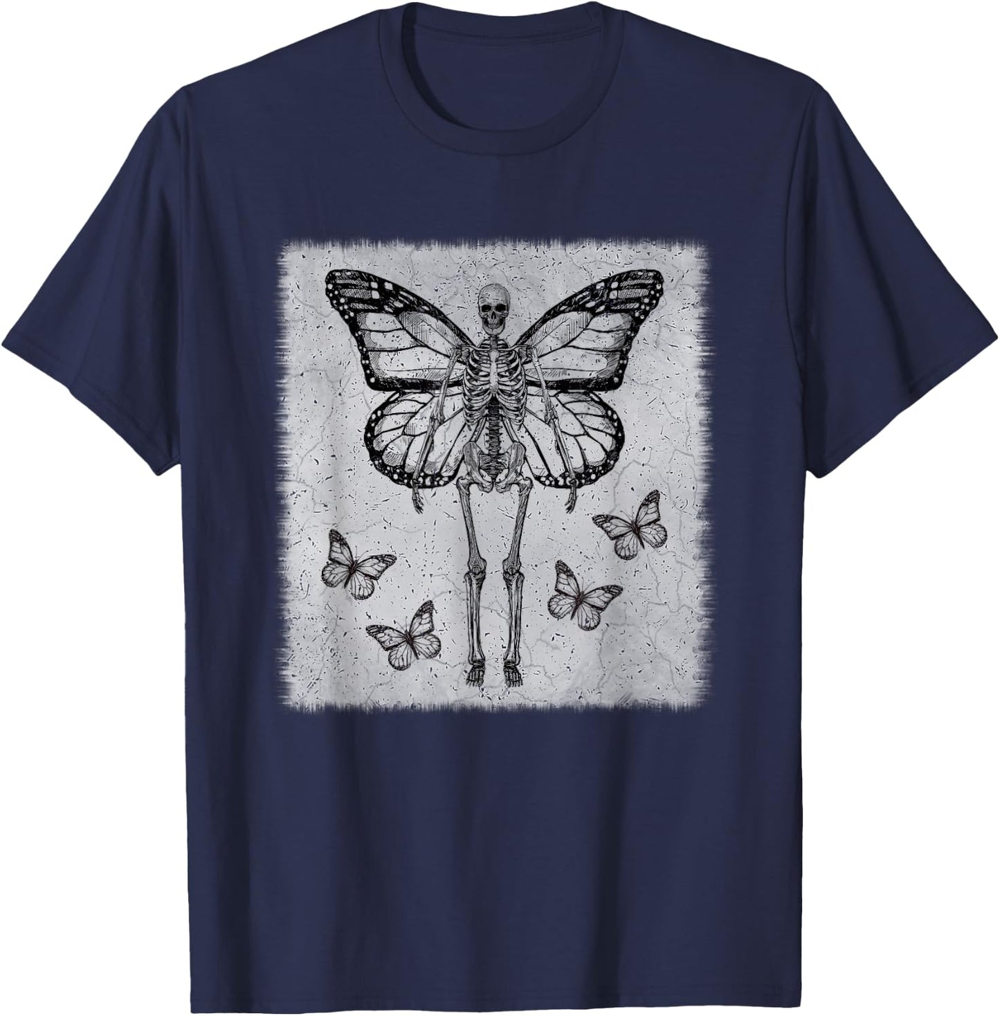 Skeleton Fairy Grunge Fairycore Aesthetic Goth Gothic T-Shirt - T-Shirt | Navy