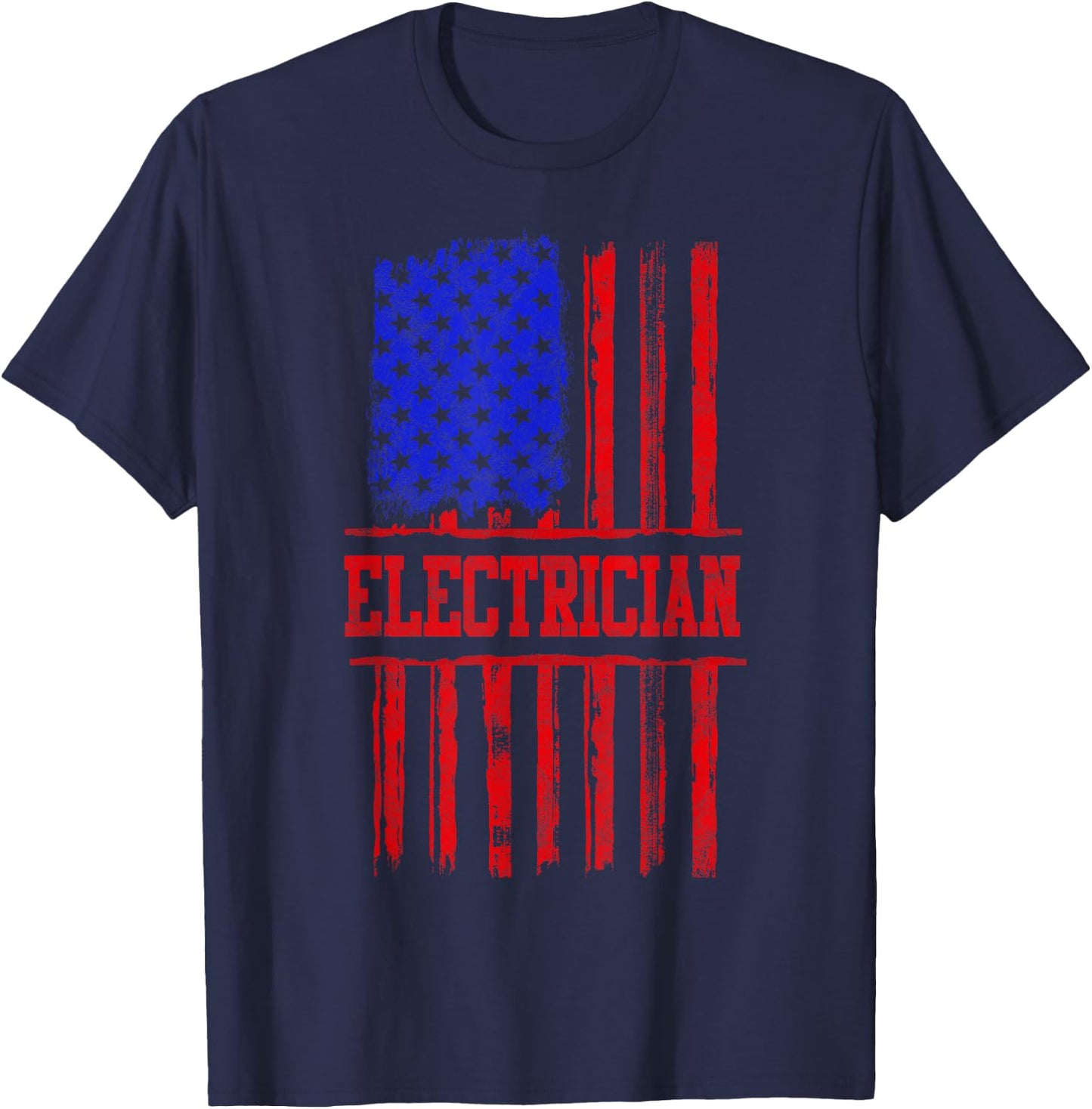 Electrician American Flag Electrical Gift Usa Patriotic T-Shirt - T-Shirt | Navy