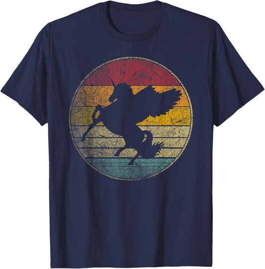 Pegasus Horse Unicorn Vintage Distressed Retro 70s Gift Love T-Shirt - T-Shirt | Navy