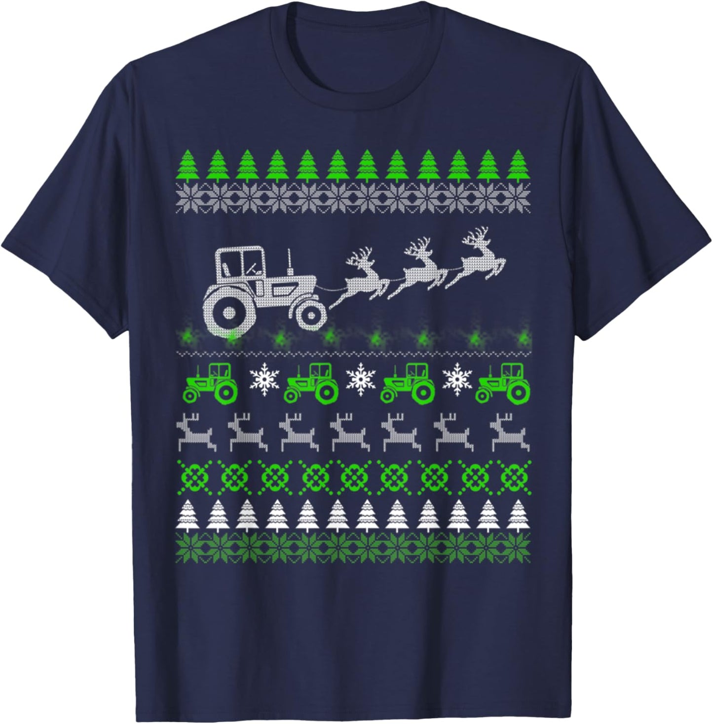 Funny Tractor Farmer Ugly Christmas Sweaters T-Shirt - T-Shirt | Navy