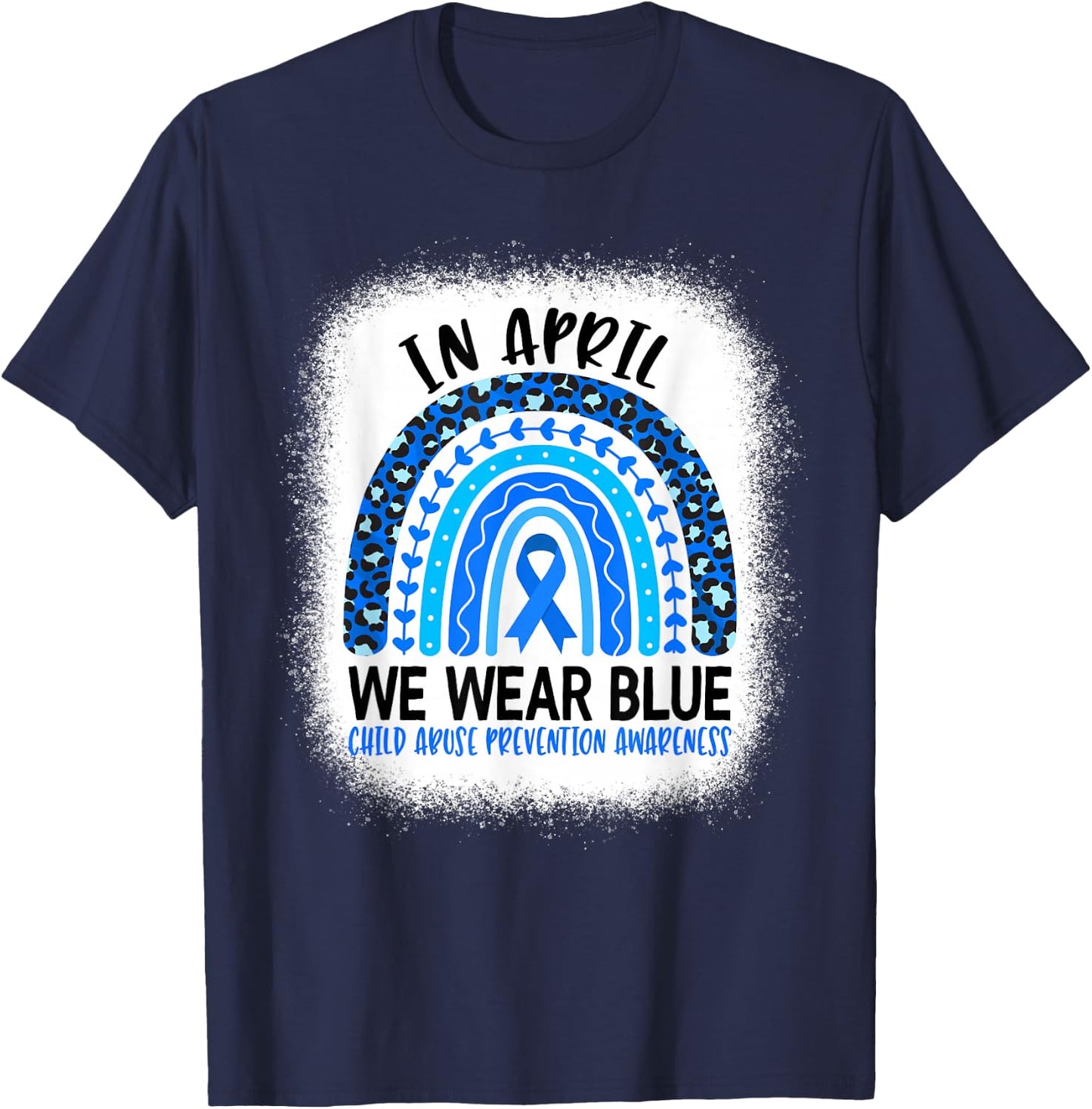 in April We Wear Blue - Child Abuse Prevention Awareness Small T-Shirt - T-Shirt | Navy