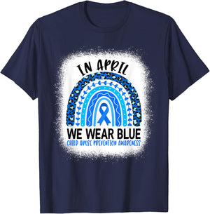 in April We Wear Blue - Child Abuse Prevention Awareness Small T-Shirt - T-Shirt | Navy