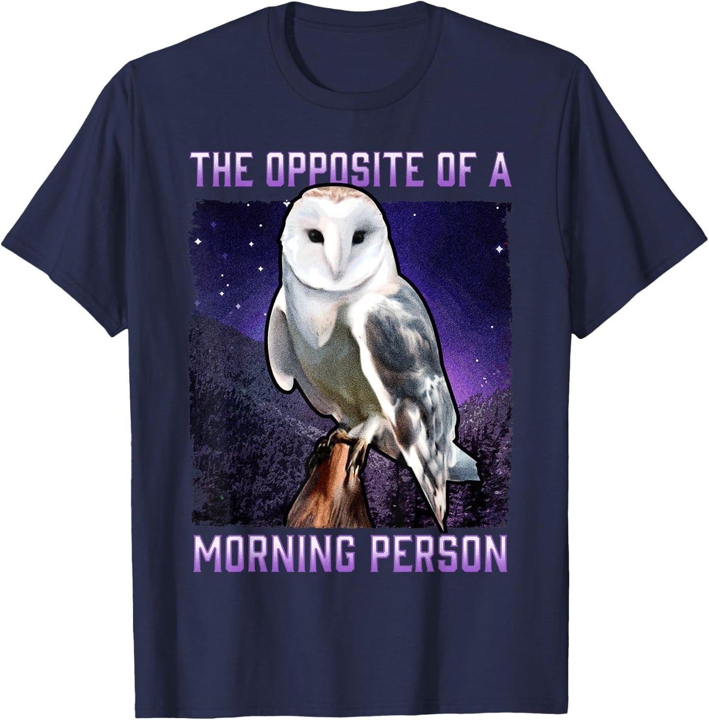 Snowy Owl Opposite of a Morning Person Bird Night Owl T-Shirt - T-Shirt | Navy