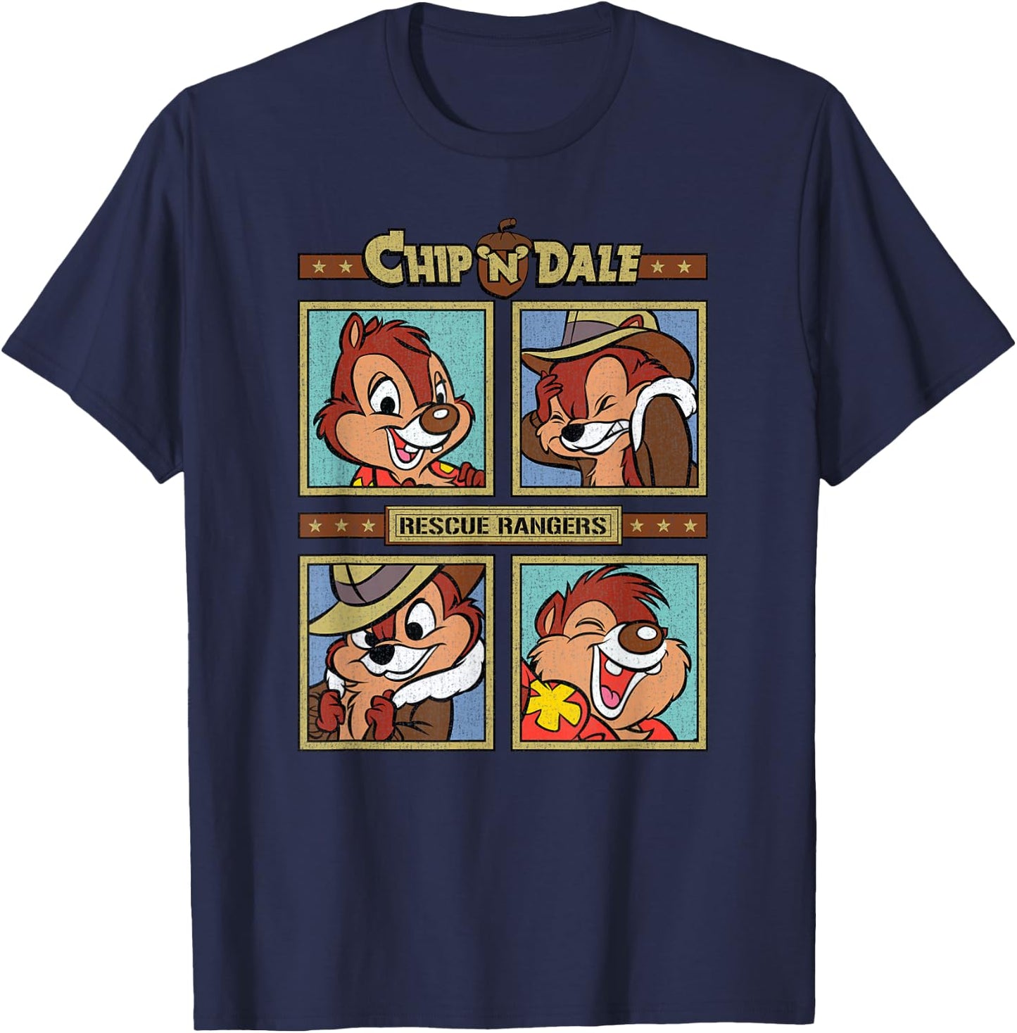 Chip 'N Dale Rescue Rangers - Rescue Rangers Squares T-Shirt - T-Shirt | Navy