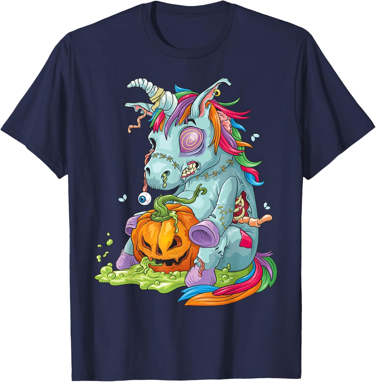 Zombie Unicorn Shirt - Undead Zombiecorn Halloween Costume T-Shirt - T-Shirt | Navy