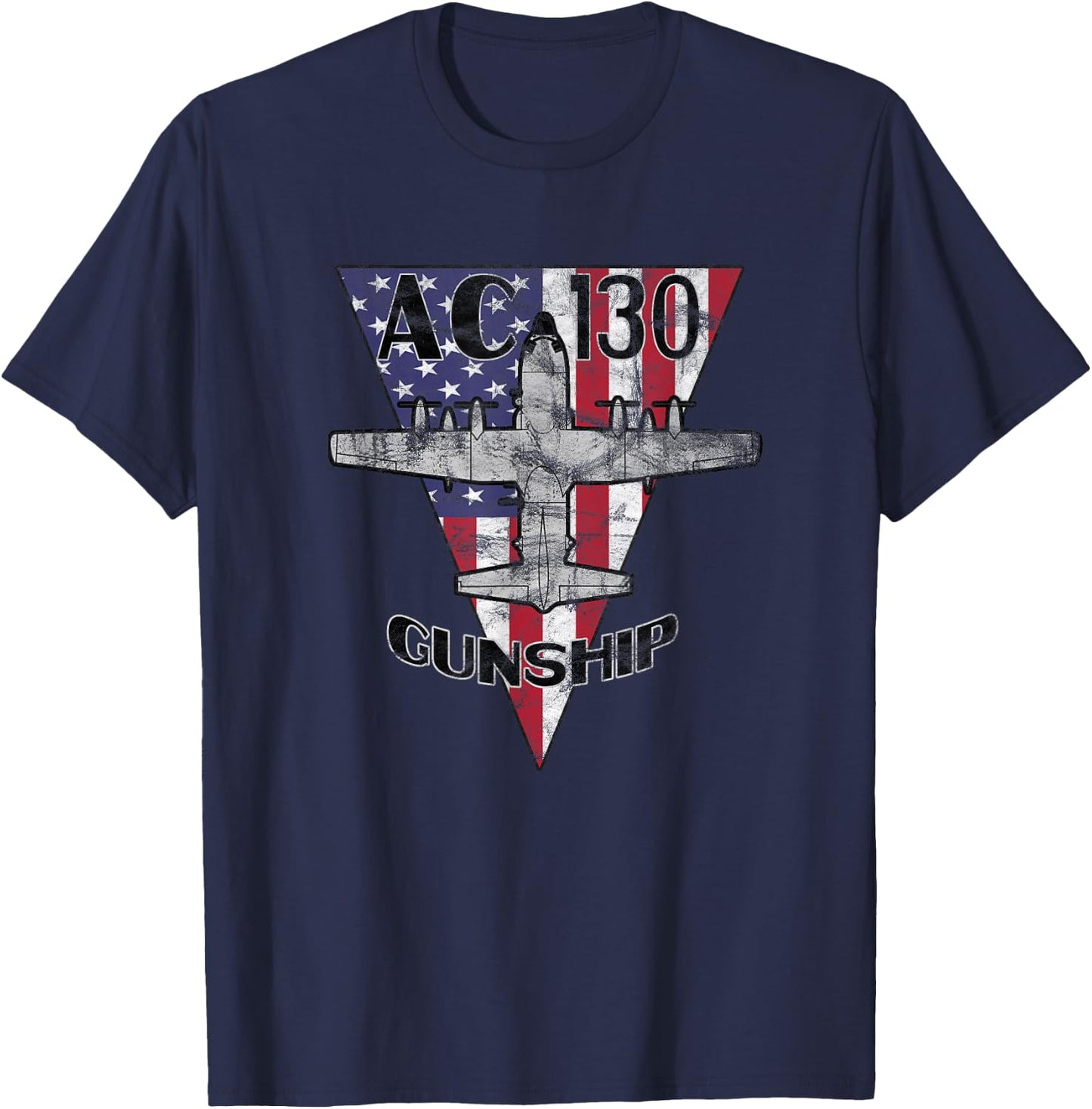 AC-130 Gunship Patriotic Airplane Vintage Design T-Shirt - T-Shirt | Navy