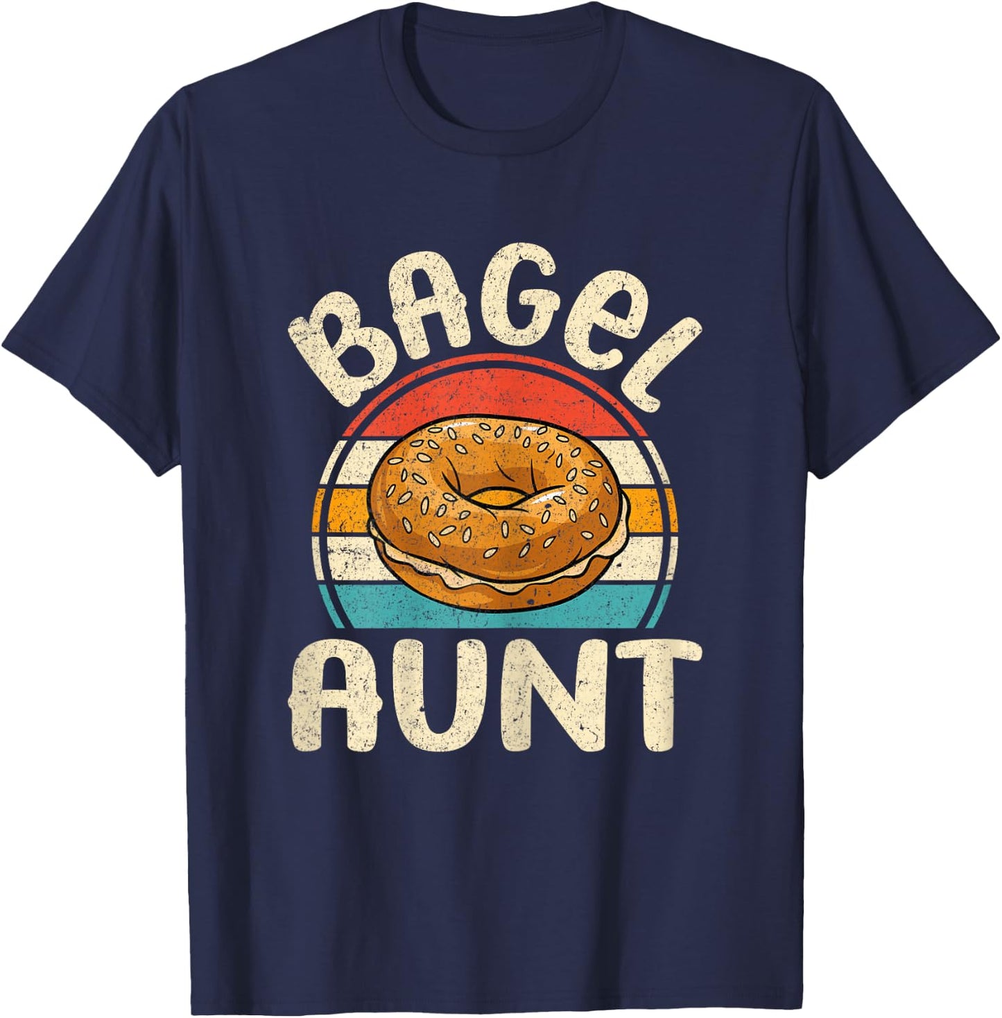 Bagel Aunt - Retro Bagel Lover Auntie T-Shirt - T-Shirt | Navy
