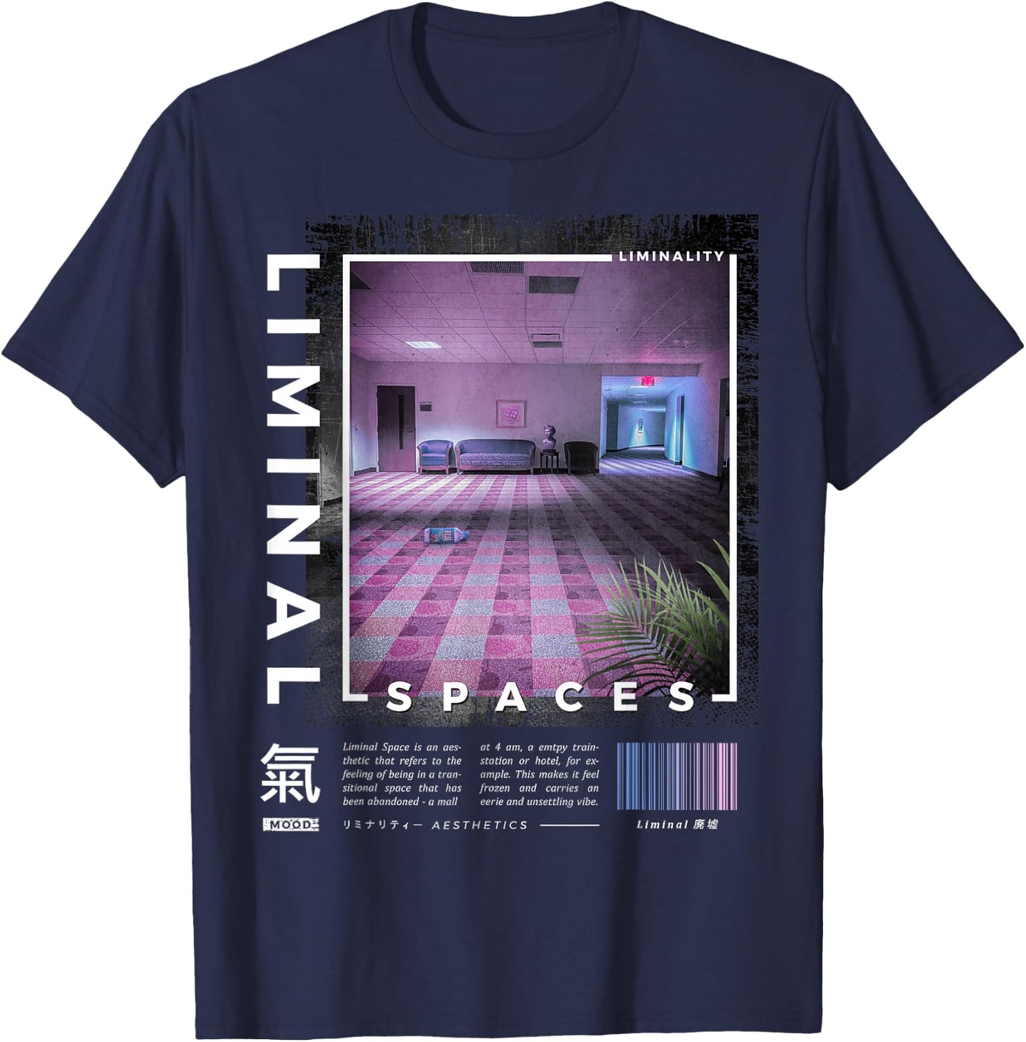 Liminal Spaces, Vaporwave, Retro T-Shirt - T-Shirt | Navy