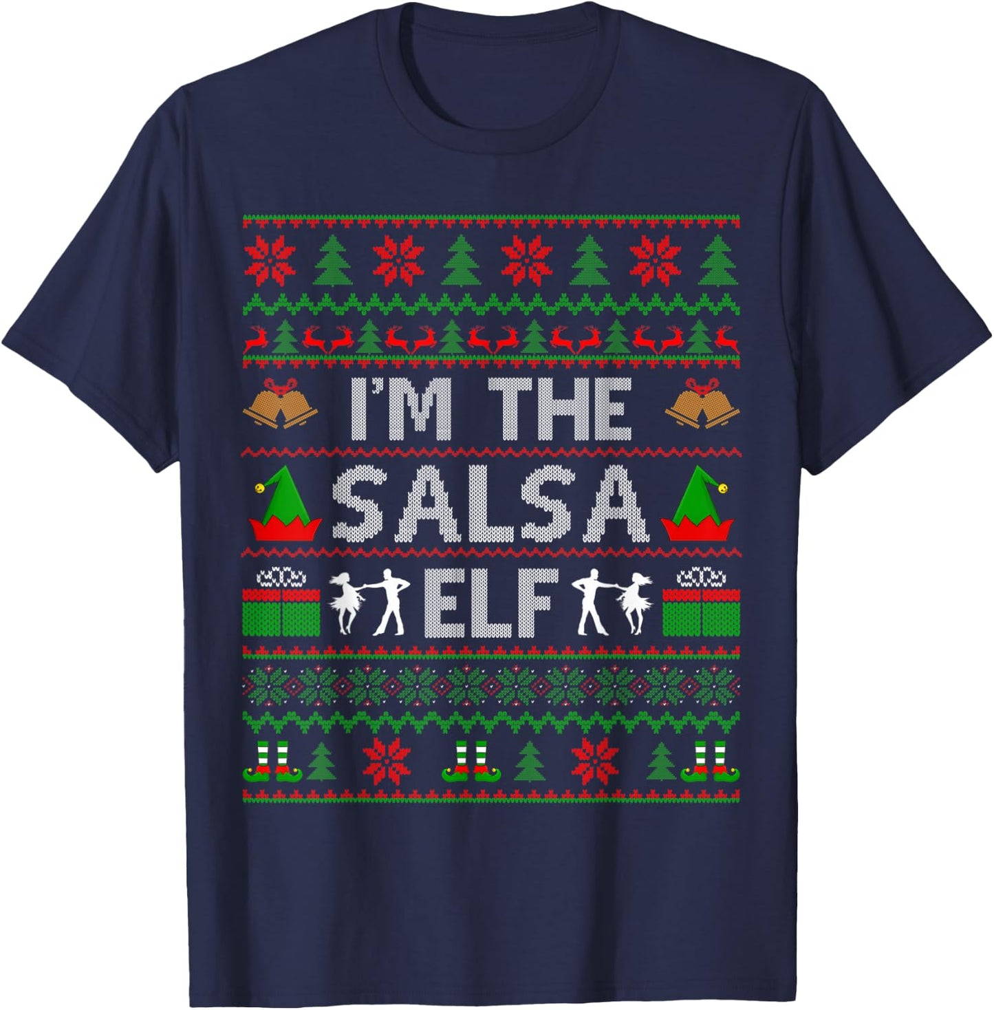 Family Matching Dancing Ugly Santa Salsa Dance Christmas T-Shirt - T-Shirt | Navy