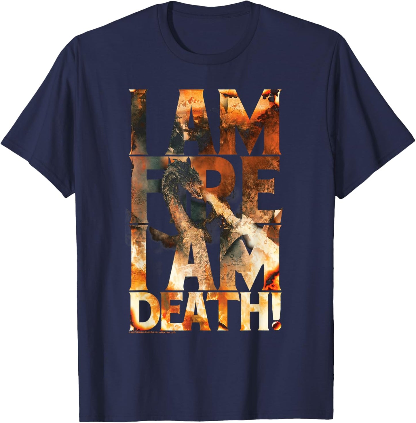 Hobbit Smaug I Am Fire T-Shirt - T-Shirt | Navy