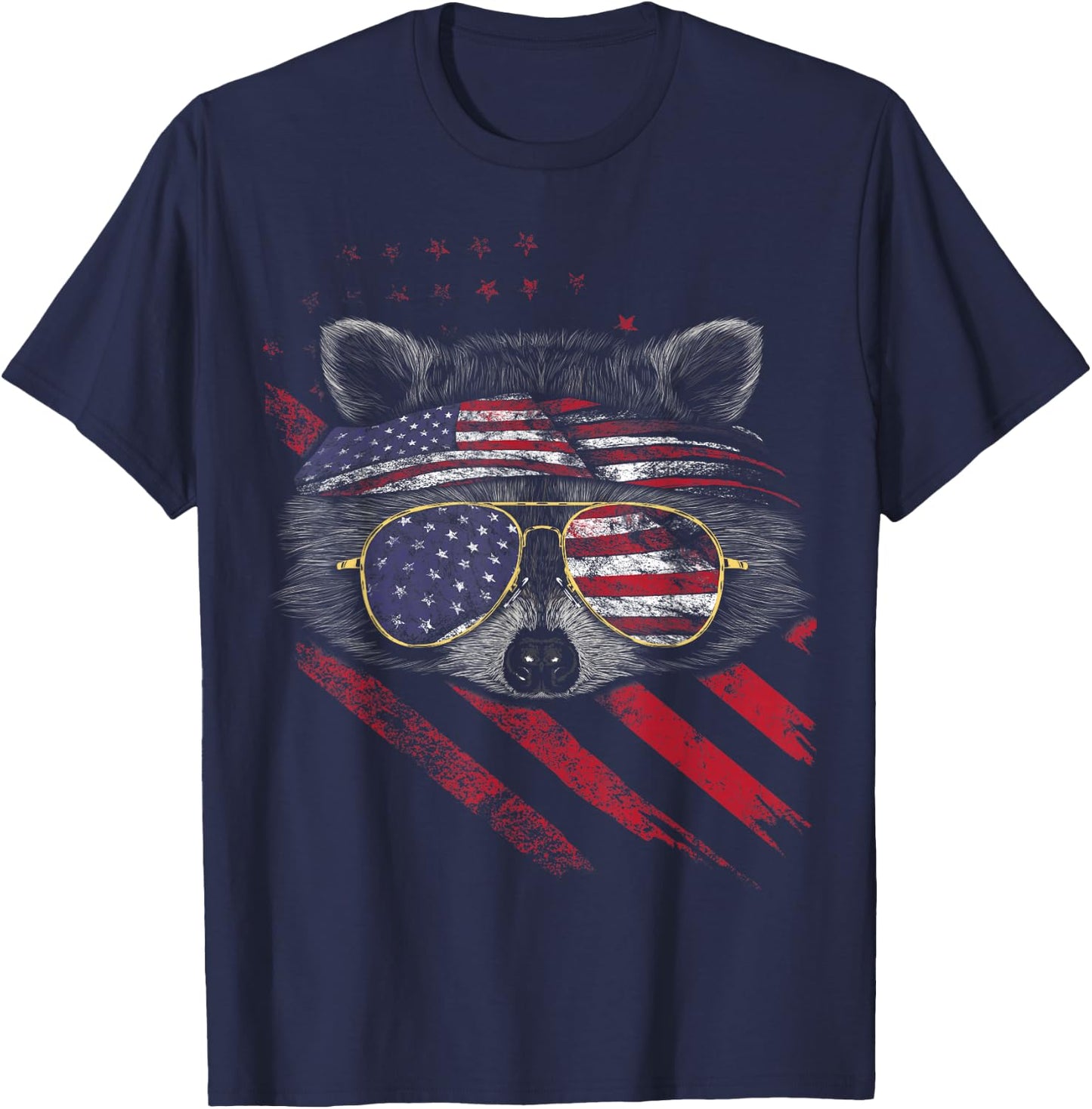 Raccoon American Flag Patriotic 4th of July Trash Panda T-Shirt - T-Shirt | Navy