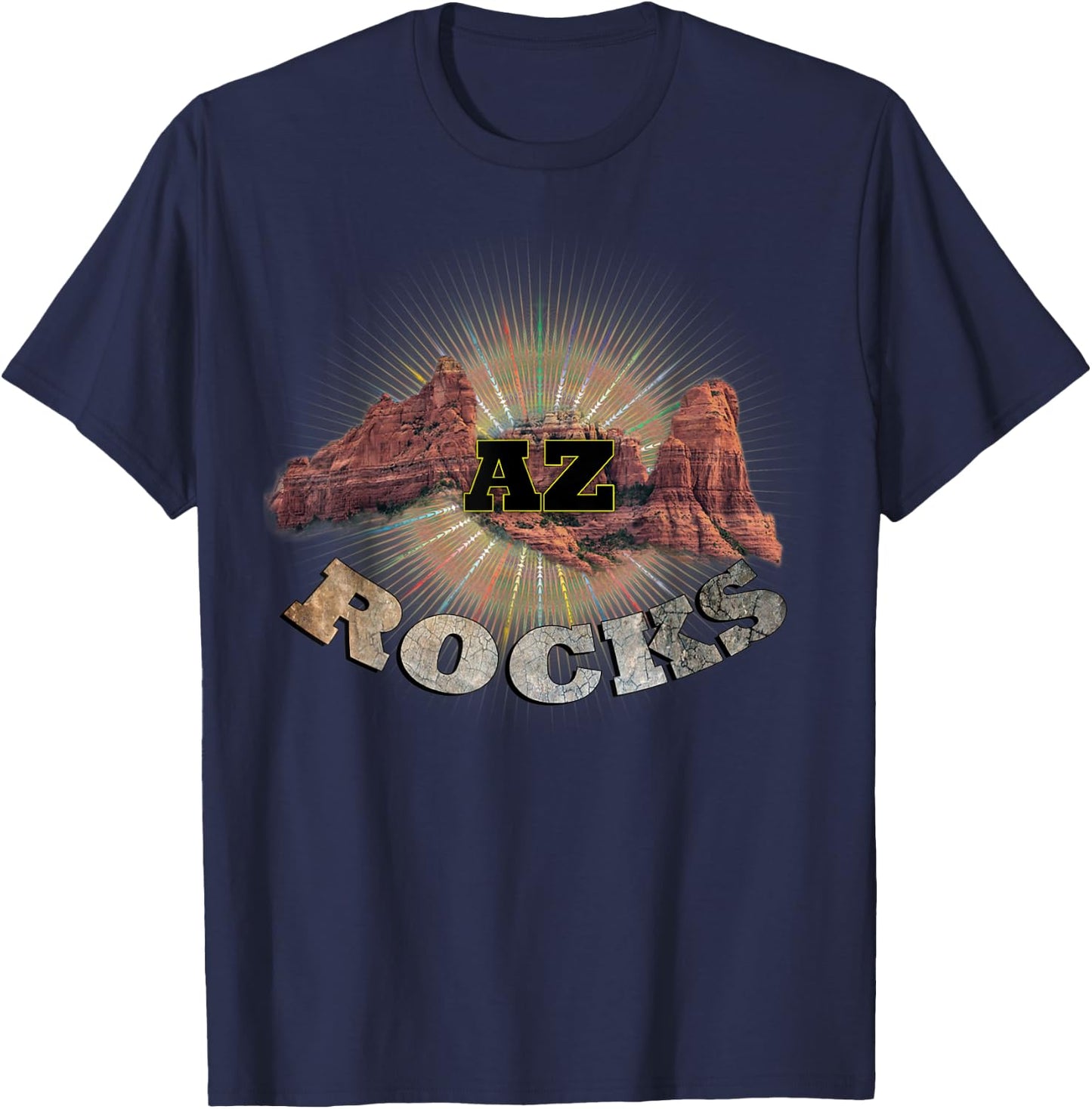 Backpacking Phoenix AZ Rocks Design Mountain Hiking T-Shirt - T-Shirt | Navy