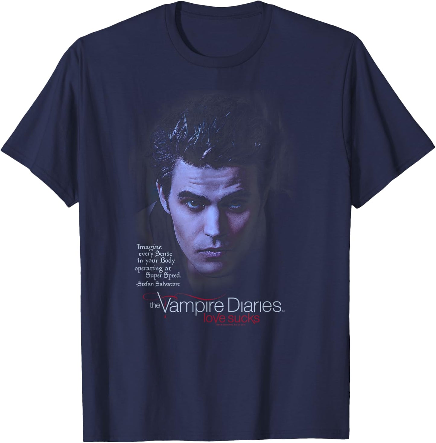 Vampire Diaries Stefan Sense Your Body T-Shirt - T-Shirt | Navy