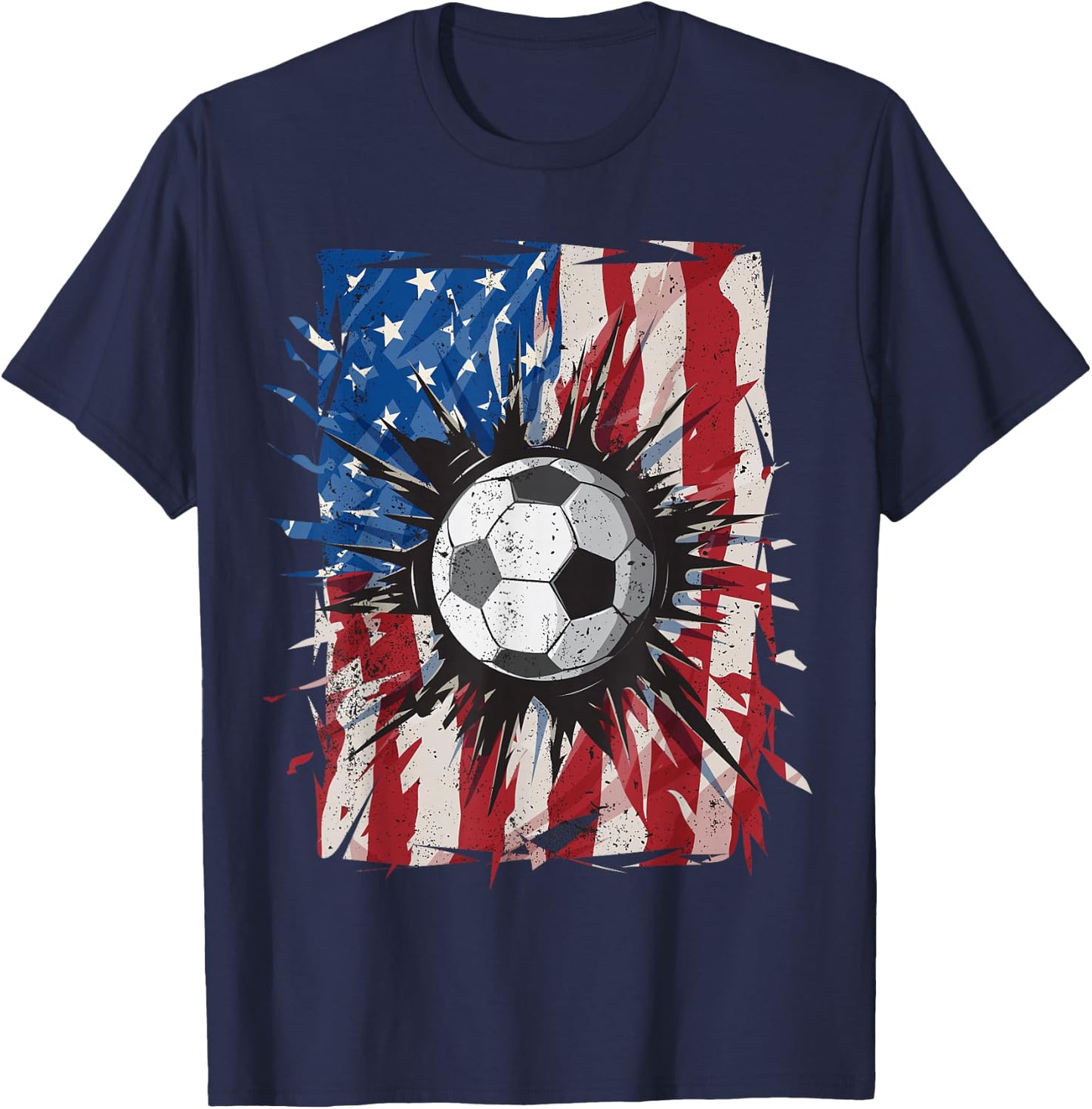 Patriotic Soccer 4th of July Men USA American Flag Boys T-Shirt - T-Shirt | Navy