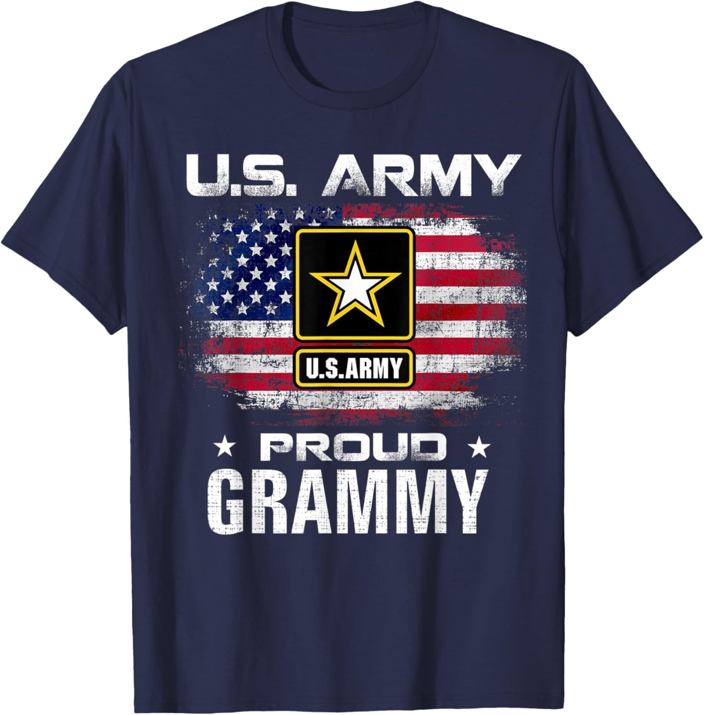 U.S Army Proud Grammy With American Flag Gift Veteran Gift Kids Men T-Shirt - T-Shirt | Navy