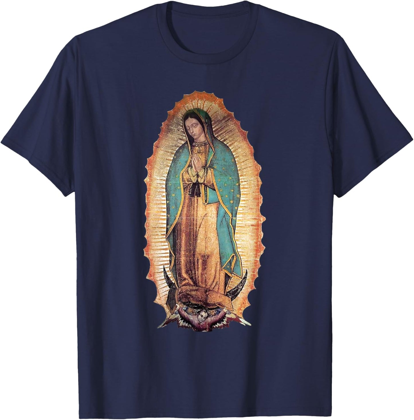 Our Love Lady of Guadalupe Virgin Mary Catholic T-Shirt - T-Shirt | Navy