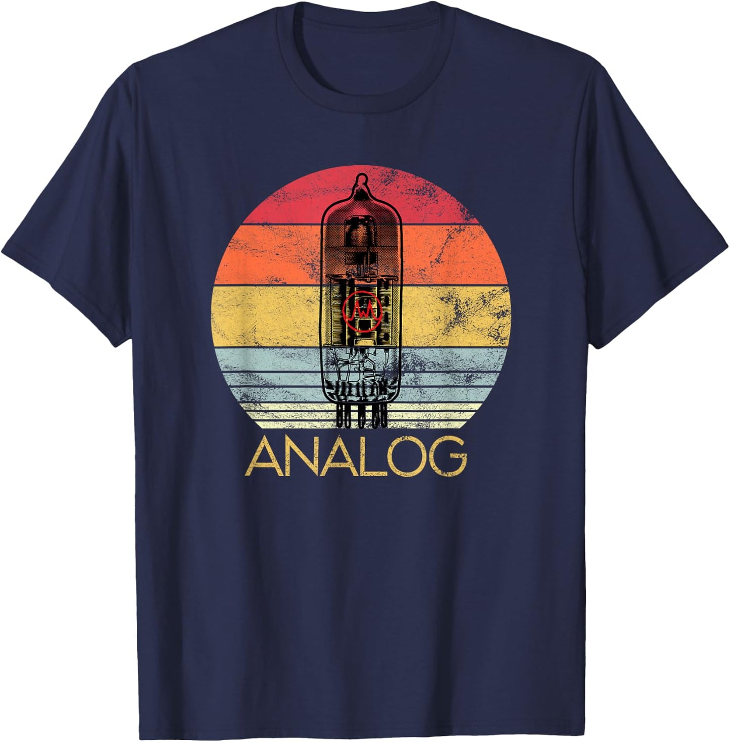 Vacuum Tube, Retro Analog Audio, Valve Amp, Hi Fi or Guitar T-Shirt - T-Shirt | Navy