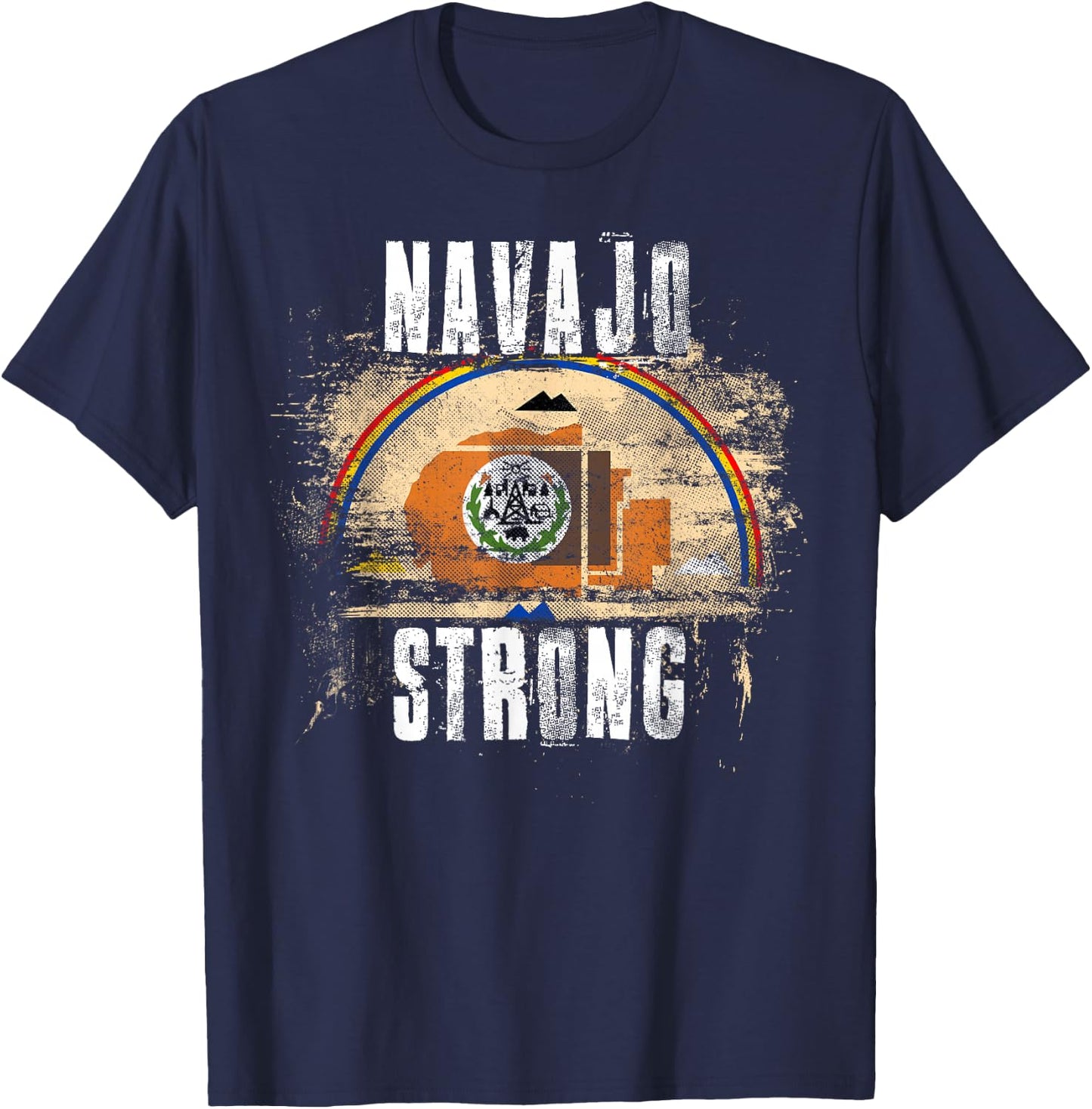Navajo Strong Vintage Style Flag - Navajo Pride T-Shirt - T-Shirt | Navy