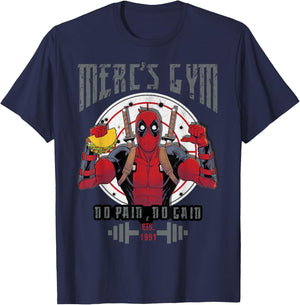 Marvel Deadpool Merc's Gym No Pain No Gain T-Shirt - T-Shirt | Navy