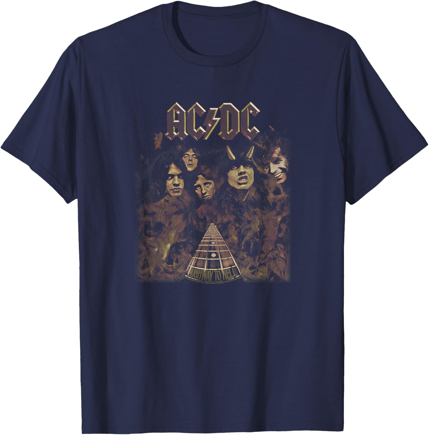 AC/DC - Highway to Hell , Black, Small, , Short Sleeve, Classic Fit, Polyester, Imported, AC/DC Fans, Classic Rock Music Lovers T-Shirt - T-Shirt | Navy