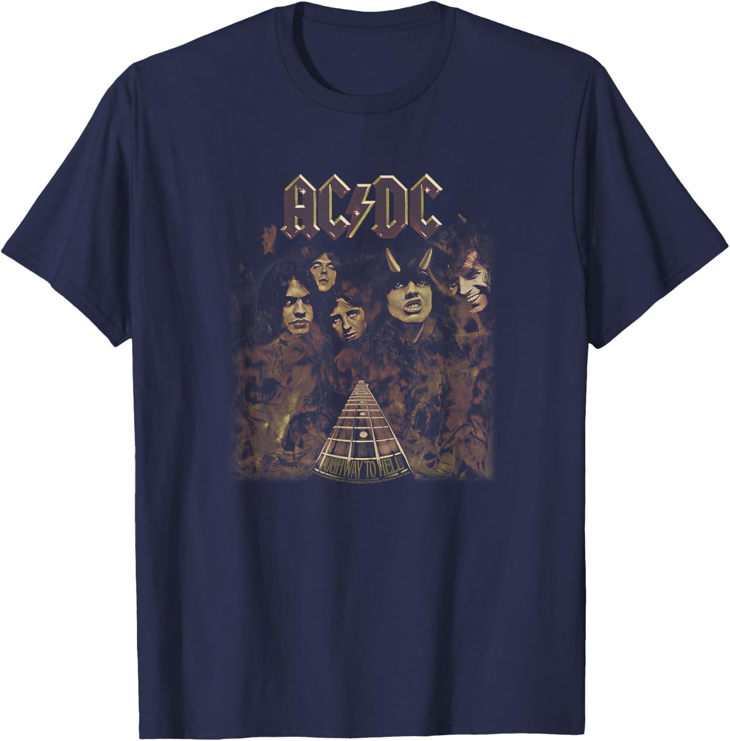 AC/DC - Highway to Hell , Black, Small, , Short Sleeve, Classic Fit, Polyester, Imported, AC/DC Fans, Classic Rock Music Lovers T-Shirt - T-Shirt | Navy