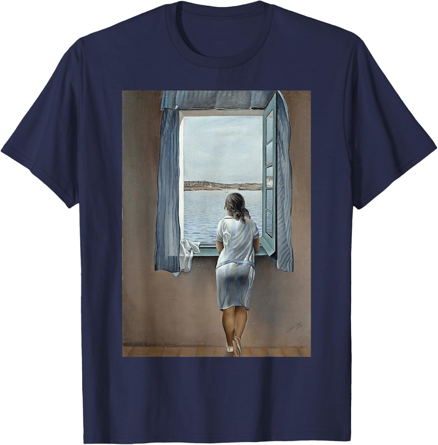 Young Woman at a window by Dali T-Shirt - T-Shirt | Navy