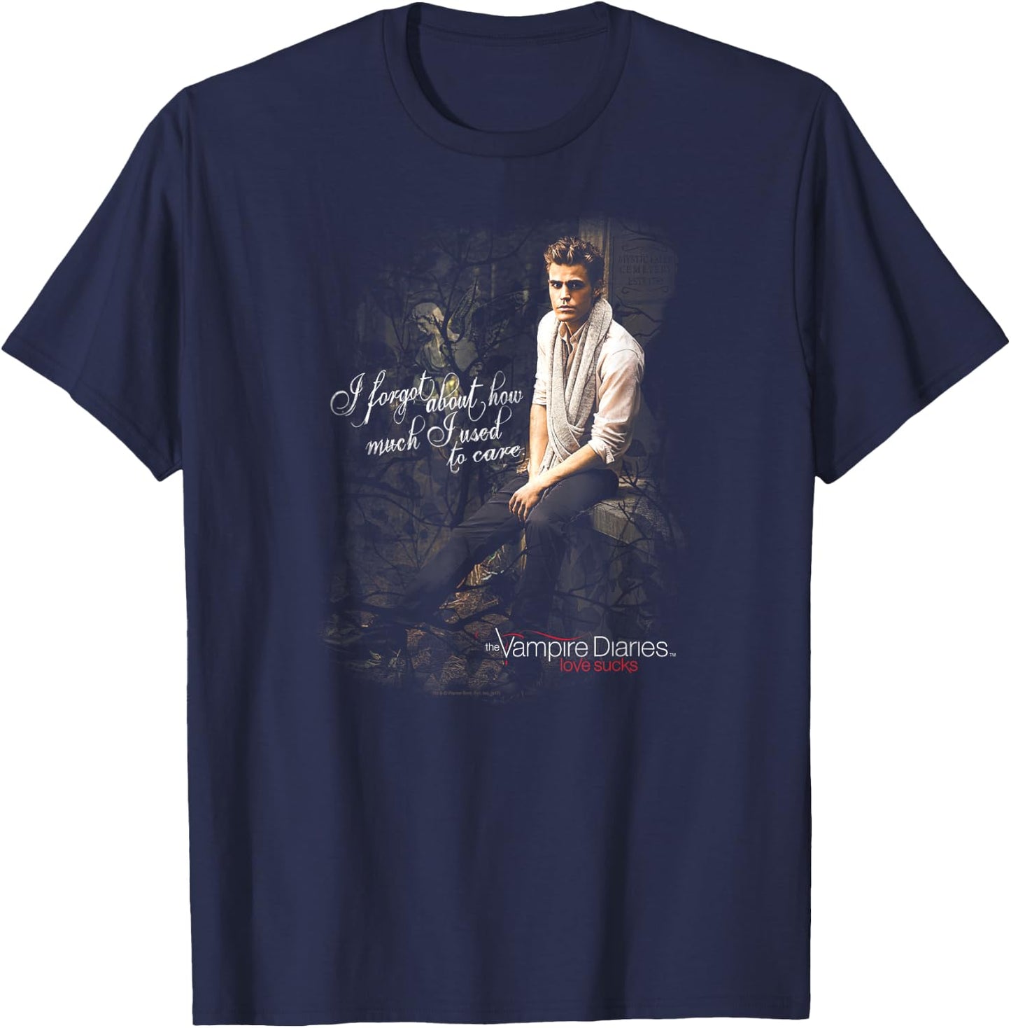 Vampire Diaries Stefan I Used to Care T-Shirt - T-Shirt | Navy