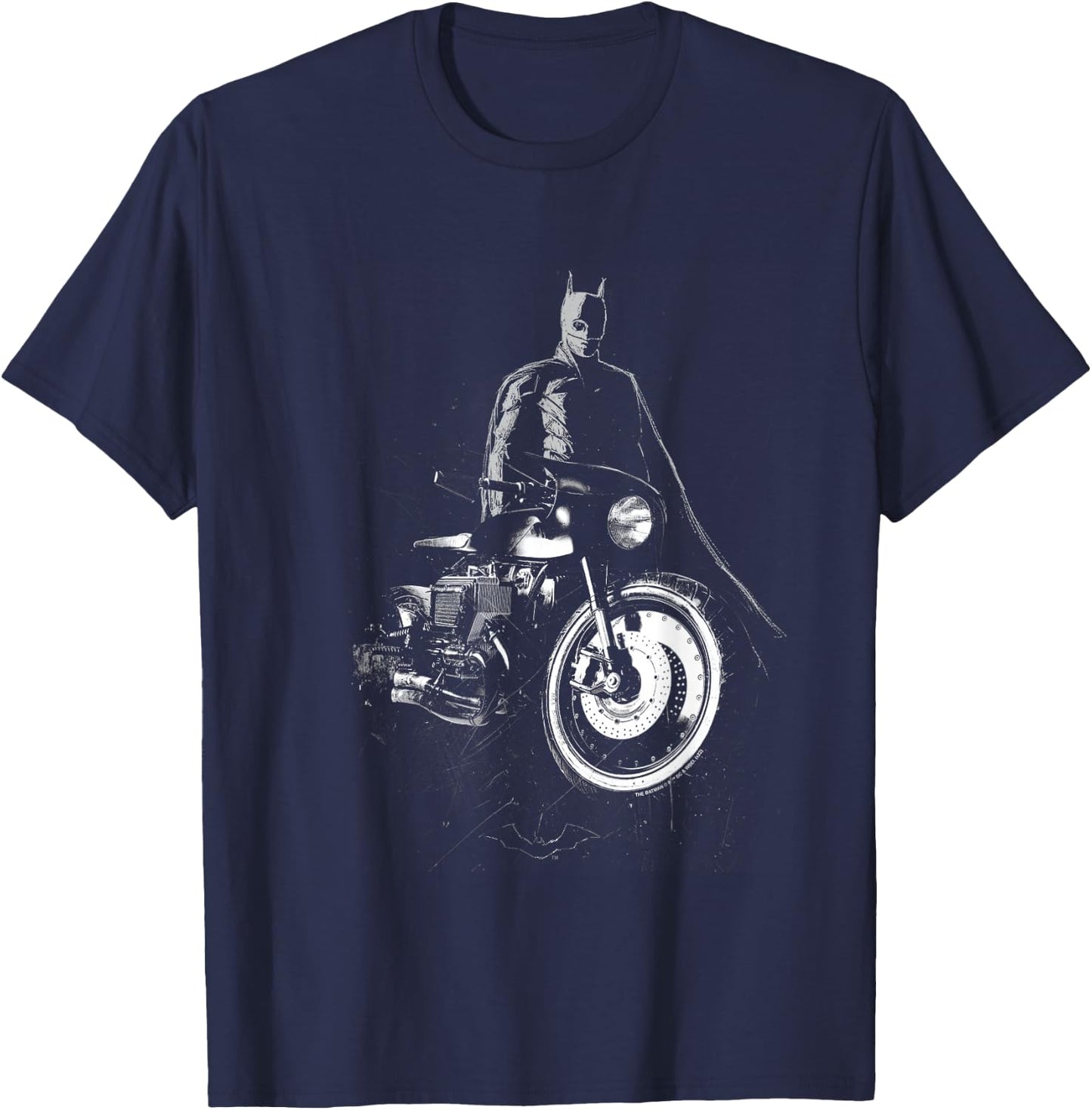 The Batman And His Motorcycle T-Shirt - T-Shirt | Navy