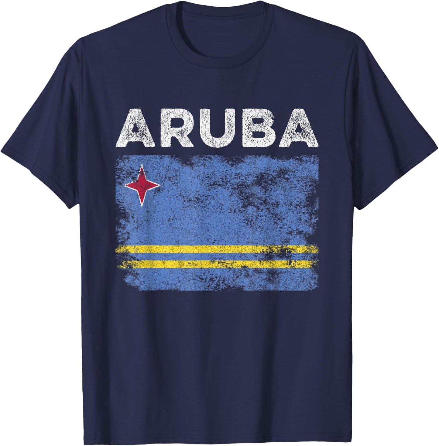 Aruba Flag Distressed - Men Women Kids - Aruban Flag T-Shirt - T-Shirt | Navy