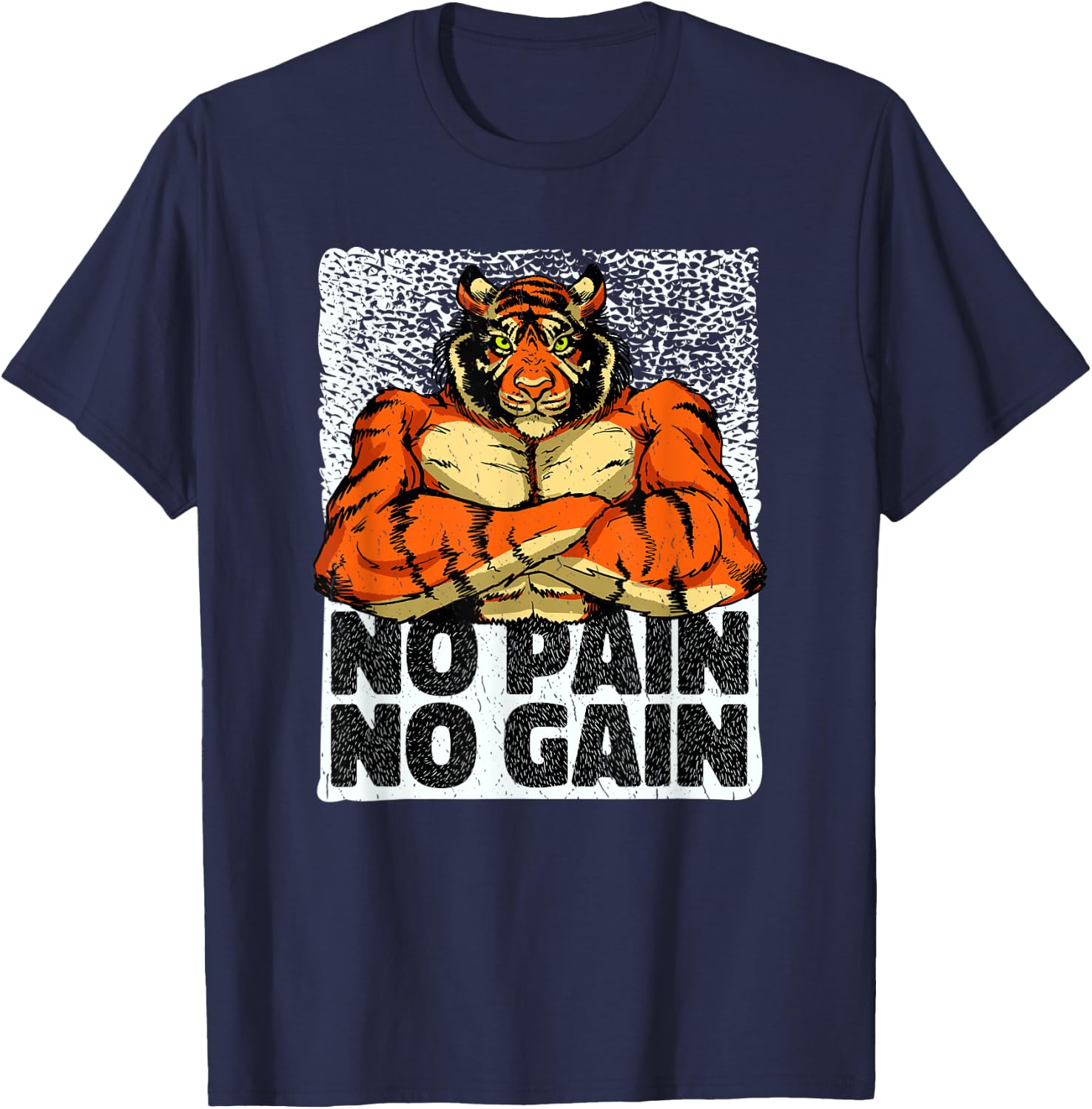 No Pain No Gain Tiger Gym Workout MMA Bodybuilding Fitness T-Shirt - T-Shirt | Navy