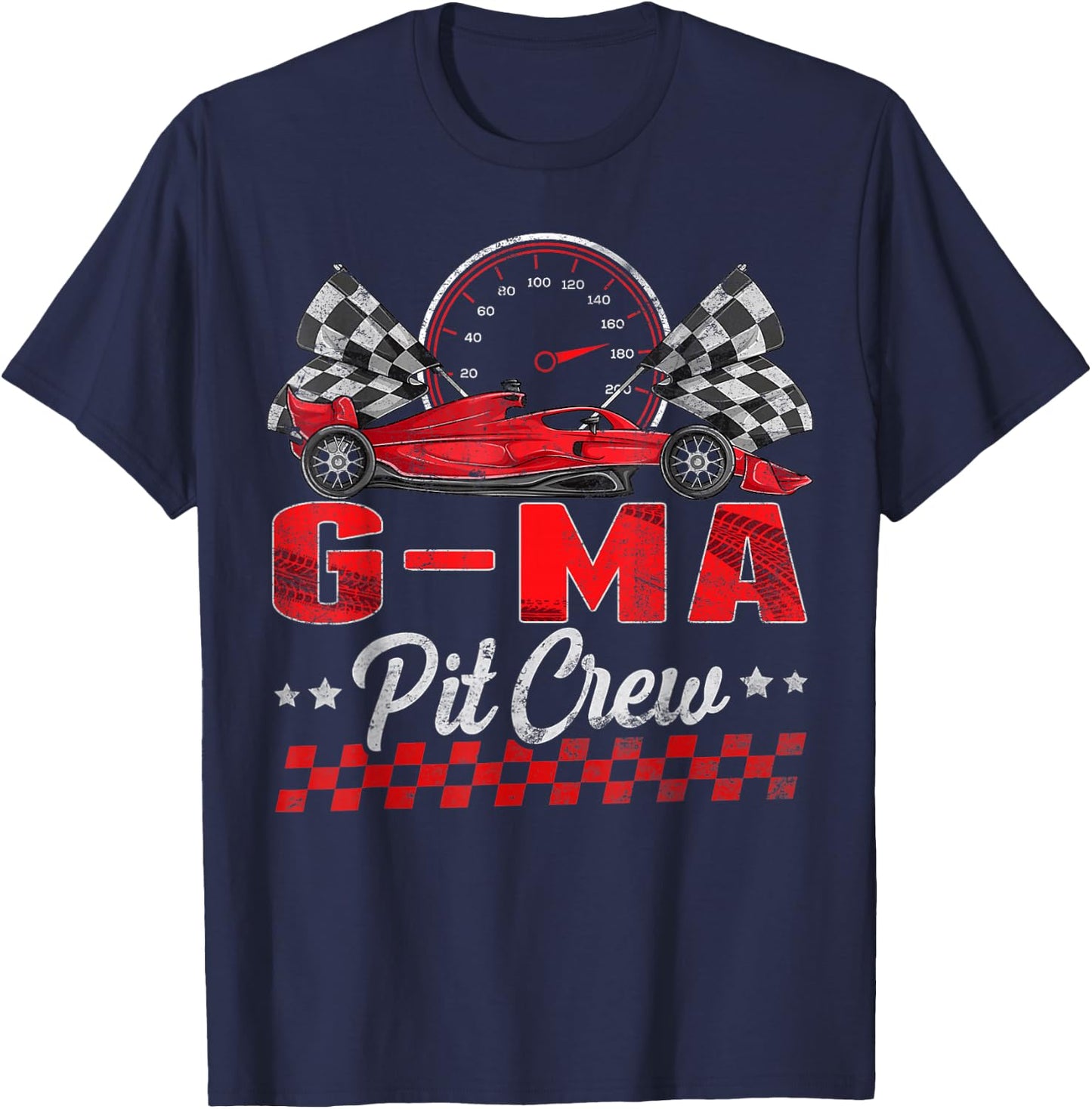 Race Car Birthday Party Racing Family G-Ma Pit Crew T-Shirt - T-Shirt | Navy