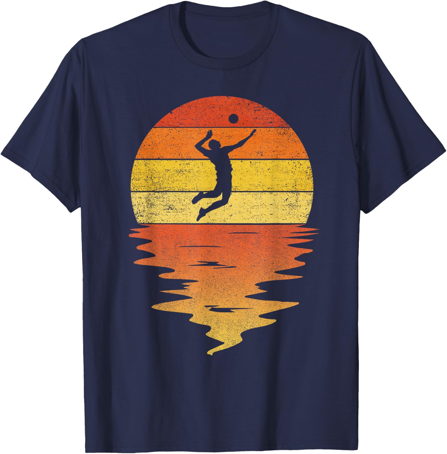 Volleyball shirt retro sunset 70s vintage Volleyball T-Shirt - T-Shirt | Navy