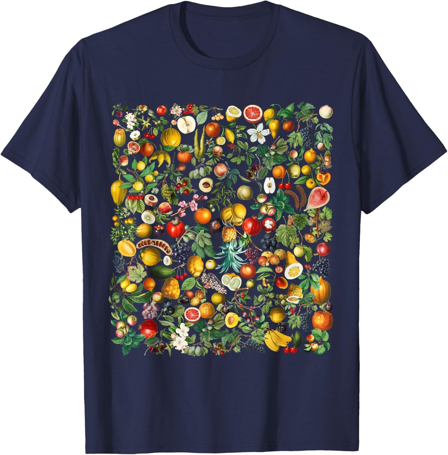Botanical Fruit and Vegetable, Nature and Food Lovers T-Shirt - T-Shirt | Navy