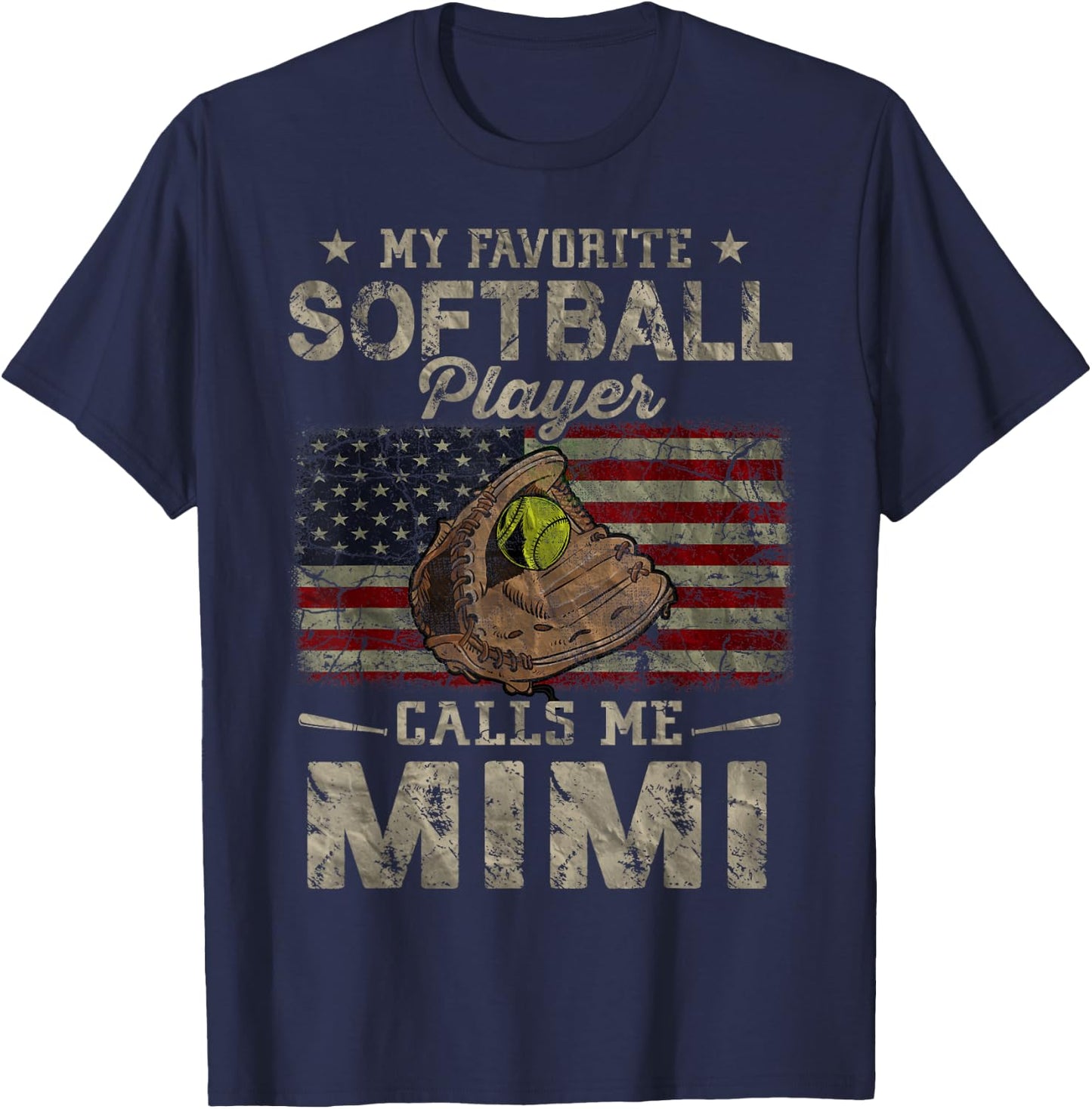 My Favorite Softball Player Calls Me Mimi Mother's Day T-Shirt - T-Shirt | Navy