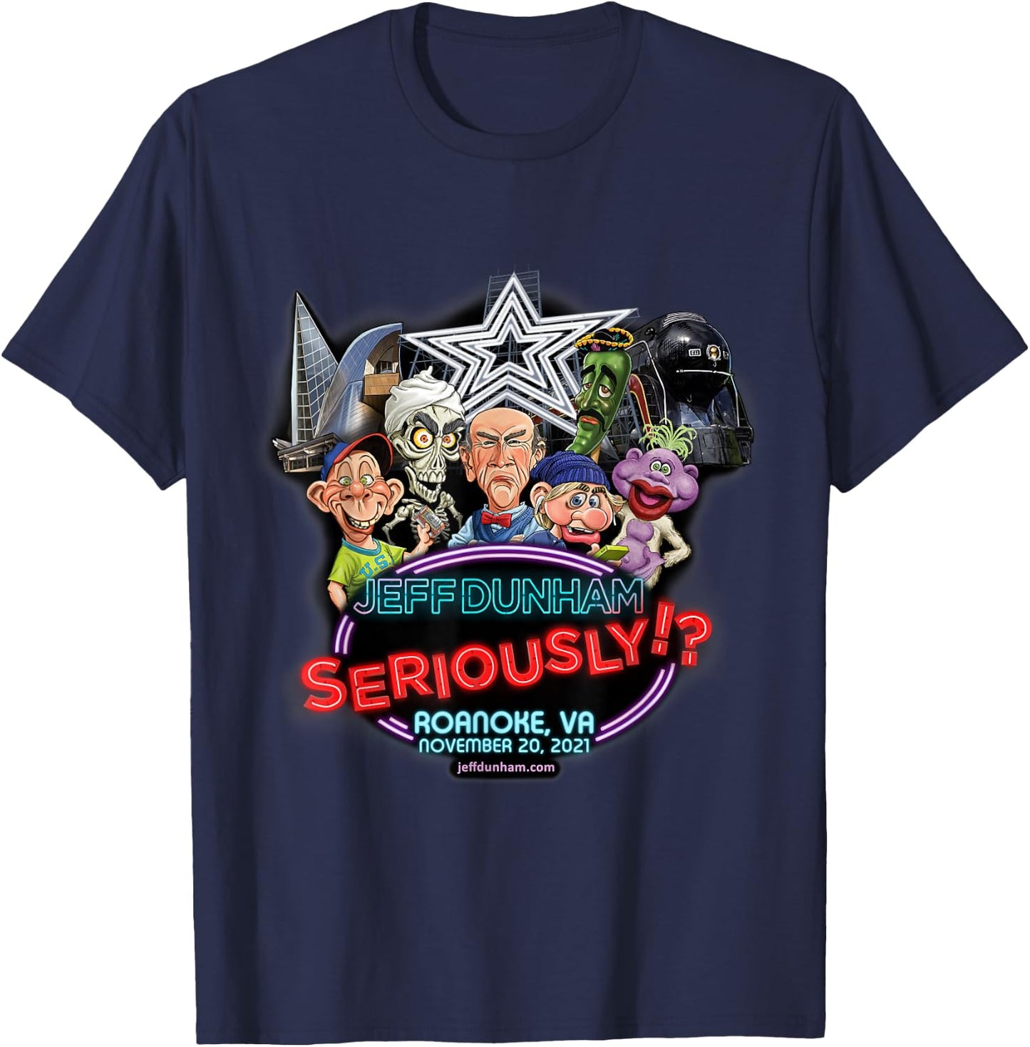 Jeff Dunham Roanoke, VA T-Shirt - T-Shirt | Navy