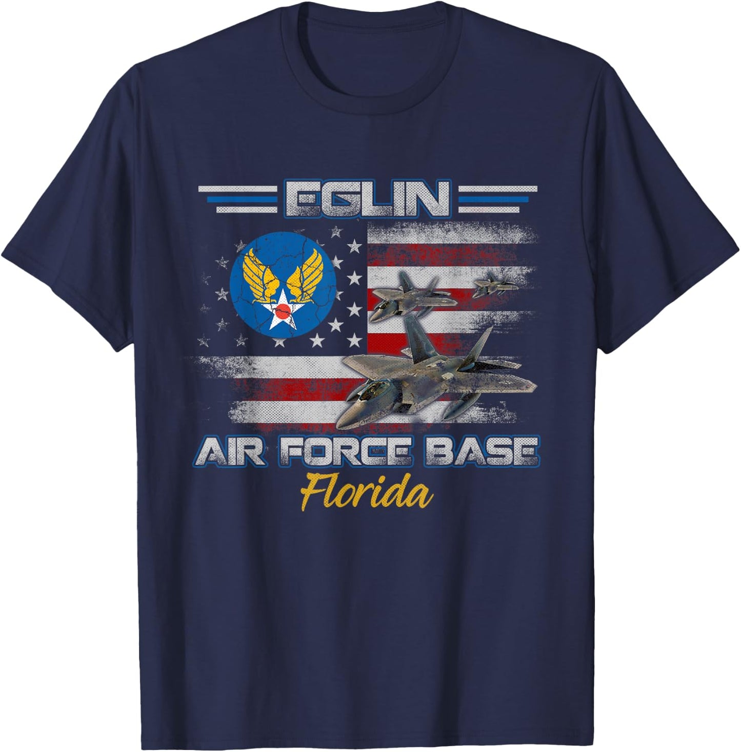 Vintage Eglin AFB Air Force Base In Florida Fl Veterans Day T-Shirt - T-Shirt | Navy